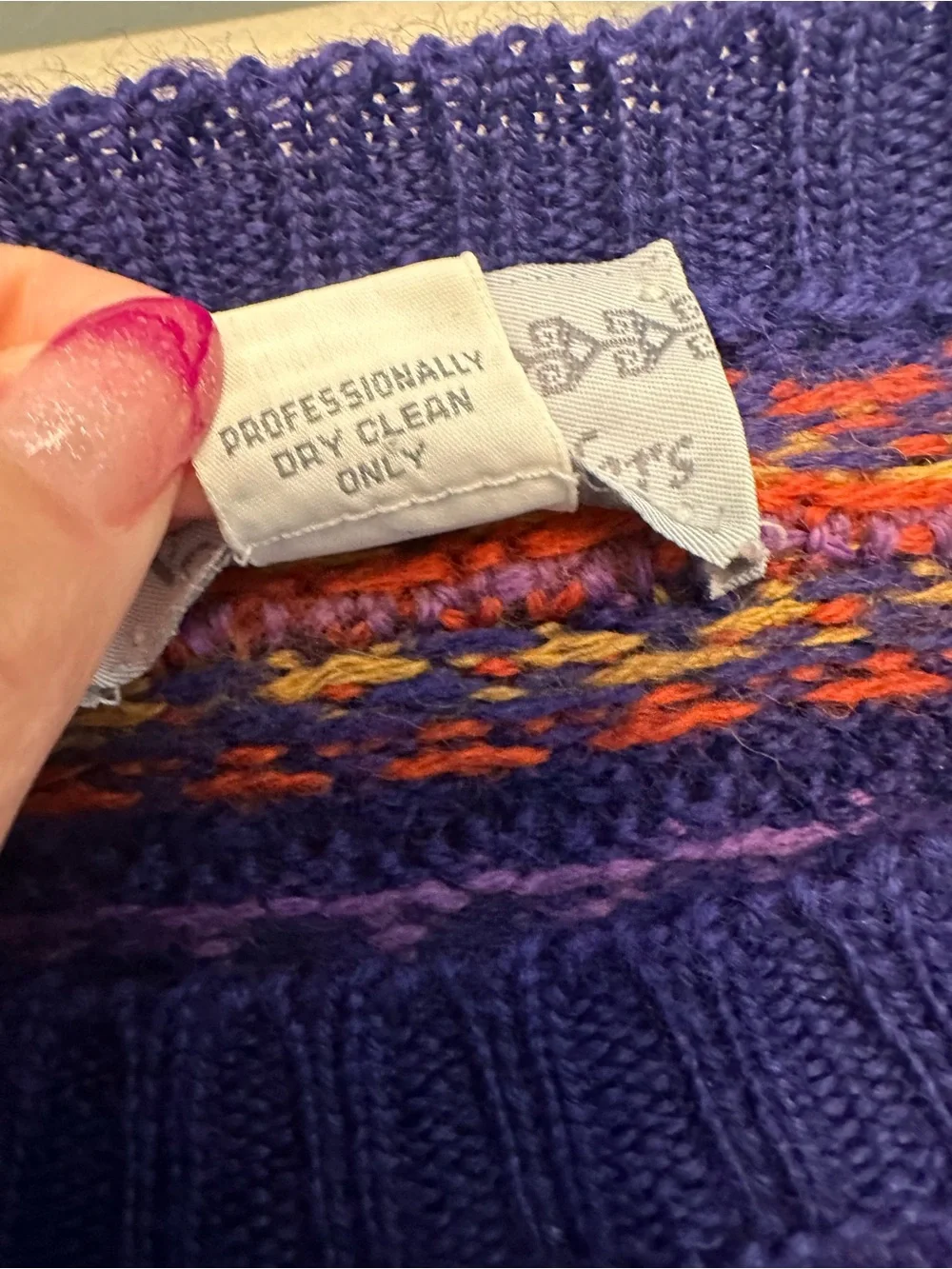 Vintage 90’s Nomadic Traders 100% Wool Purple Fair Isle Crewneck Sweater Small